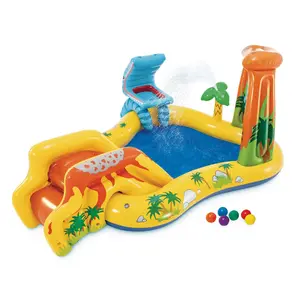 Intex Inflatable Kids Dinosaur Play Center Outdoor Water Park Pool with Slide