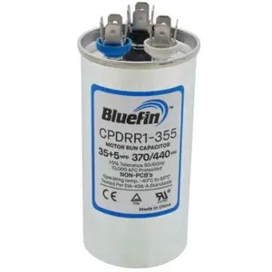 35/5, 35+5 MFD CPDRR1-355 Round Dual Motor Run Capacitor 440/370V