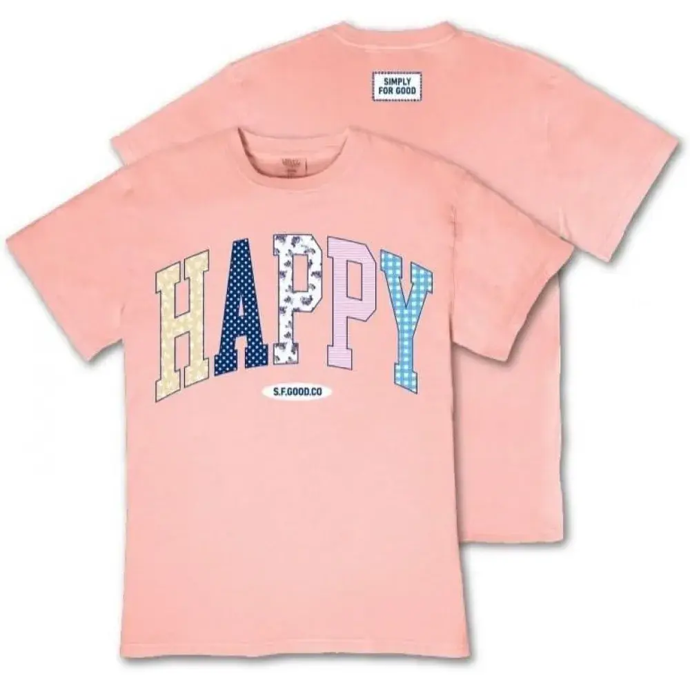 Simply Southern Simply for Good — Happy Adult T-Shirt, S, Outdoors, Lightweight, Classic, Heather Color, Machine Washable, Do Not Dry Clean