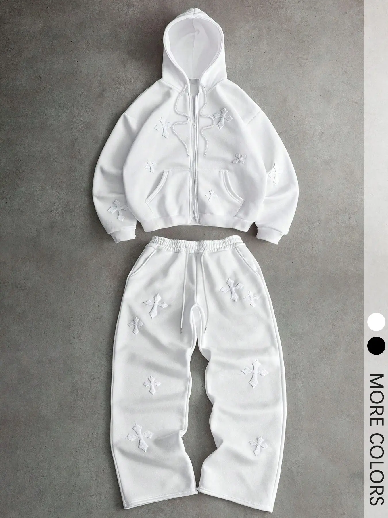 Men's Cross Print Hoodie & Pants Set, Regular Fit Casual Fashion Cozy Breathable Fabric Outfits for Daily Outdoor Wear, Men's Clothes for Fall & Winter