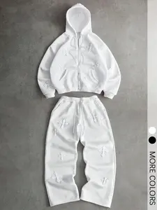 Men's Cross Print Hoodie & Pants Set, Regular Fit Casual Fashion Cozy Breathable Fabric Outfits for Daily Outdoor Wear, Men's Clothes for Fall & Winter