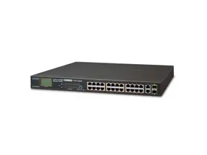 Planet FGSW-2622VHP 24-Port 10/100TX 802.3at PoE + 2-Port Gigabit TP / SFP Combo Ethernet Switch with LCD PoE Monitor (300W)
