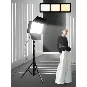 Professional LED Studio Spotlight With Adjustable Tripod, Portable Light, Square Fill Light With Windshield Partition, Suitable For Photography, Live Streaming, And Meetings, 22.5x16.0cm, Super Strong Fill Light For Parties And Gatherings