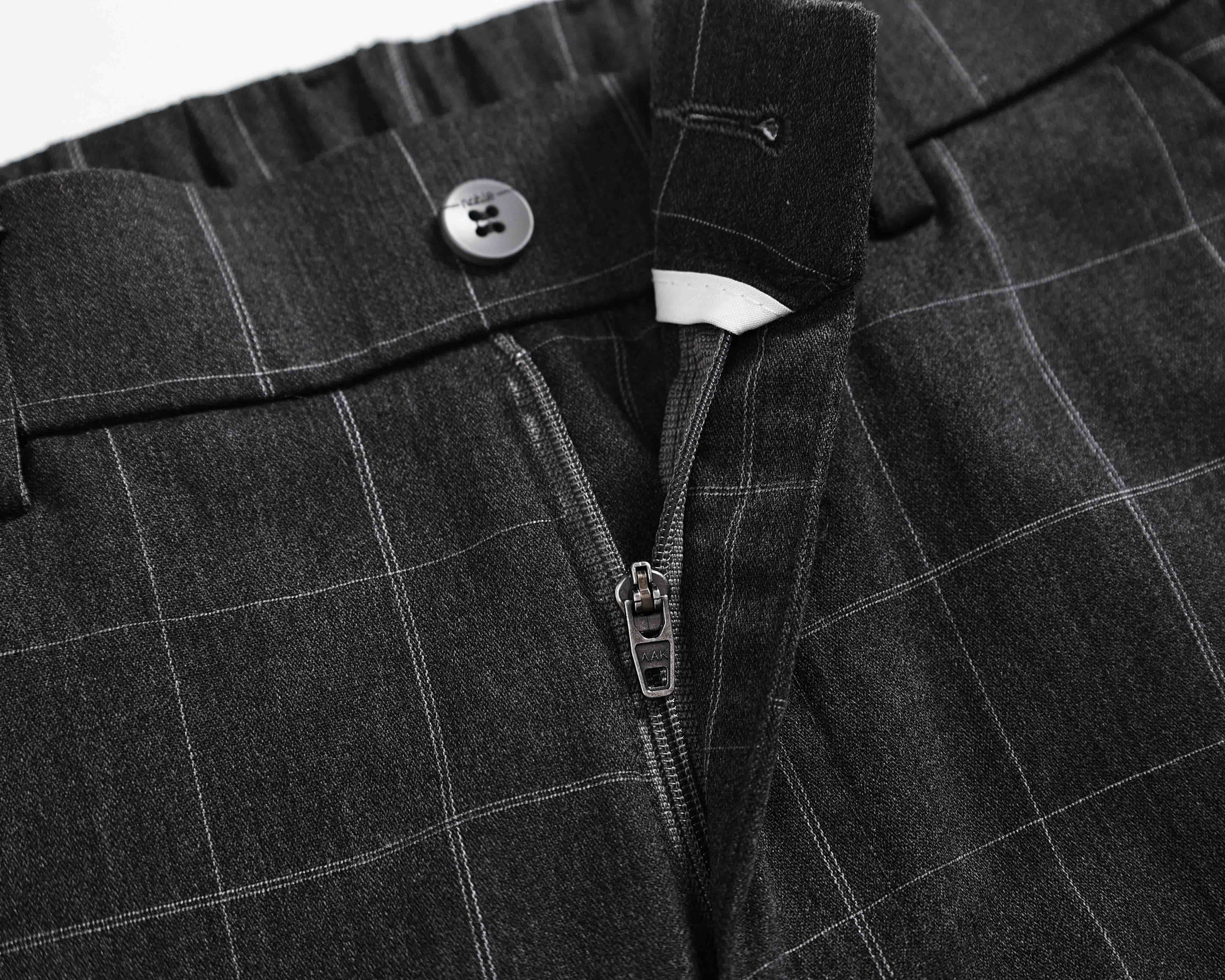 Clean Gent plaid button casual long pants, available in packs of 1/2/3 pieces; regular fit for comfortable everyday wear; men’s bottoms—casual fashion pants, casual athletic pants, casual street-style pants.