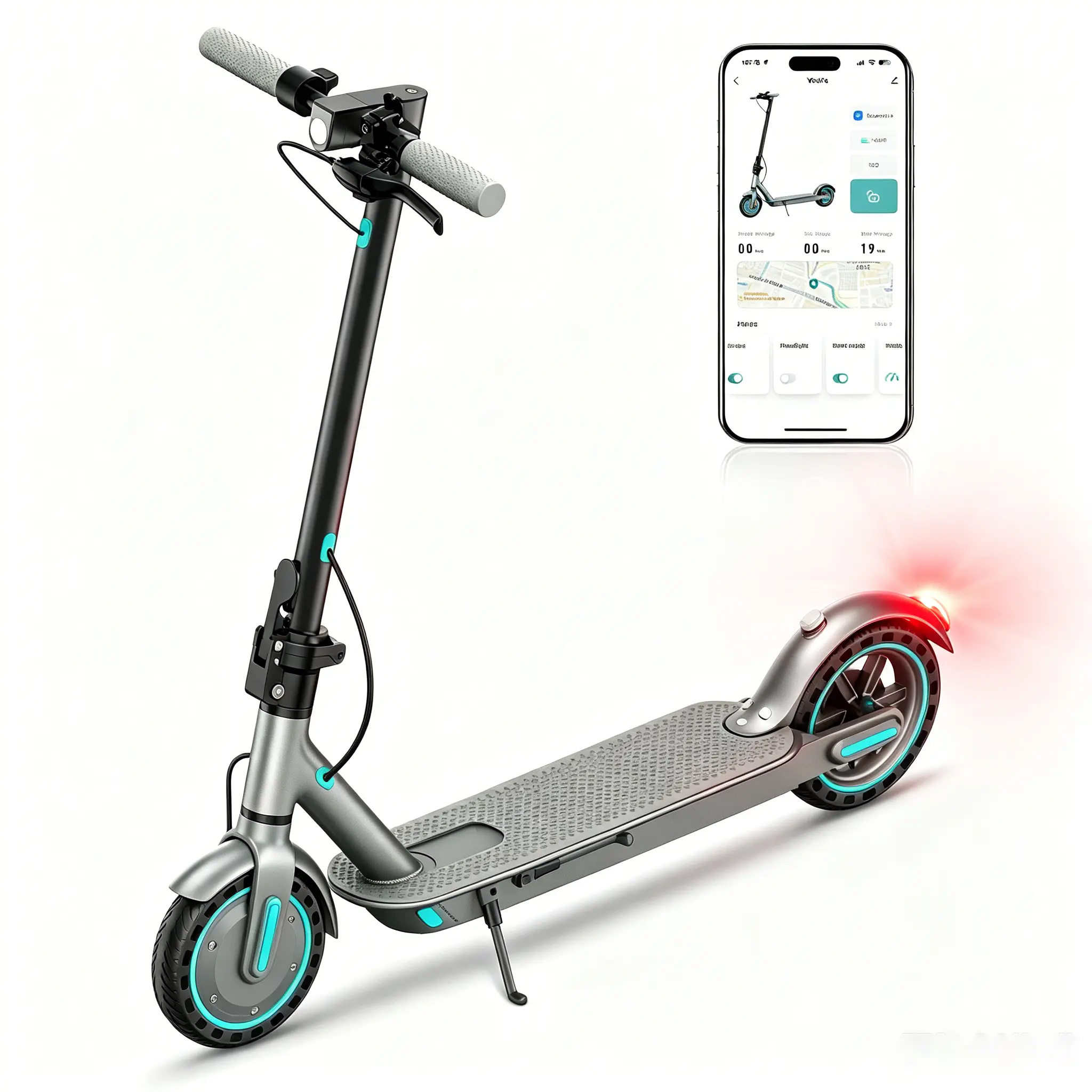 Foldable Electric Scooter, Sports & Outdoor Scooter Equipment, 350W Powerful Motor, 7.8AH Battery, 19MPH Max Speed, 21-mi Range, 8.5-inch Honeycomb Solid Tires, 3 Speed Modes, Dual Braking System, Smart APP Control, Ideal for Daily Commutes, Led Display,,