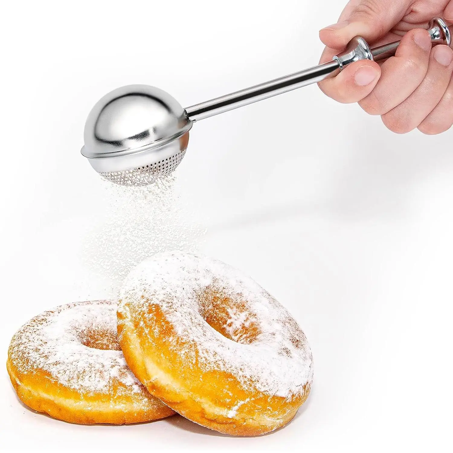 Stainless Steel Flour Duster for Baking, Long-Handled Flour Sifter & Powdered Sugar Shaker, Baking Tools, Kitchen Gadget, Utensils, Baking Supply, Baking Accessories, Kitchenware