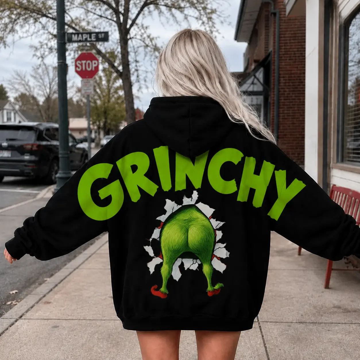 FUNNY GRINCHY HOODIE SWEATSHIRT