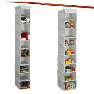 2 Packs of Simple Household Items 10-Tier Shoe Rack Wardrobe Organizer Gray for Organizing Shoes and Toys