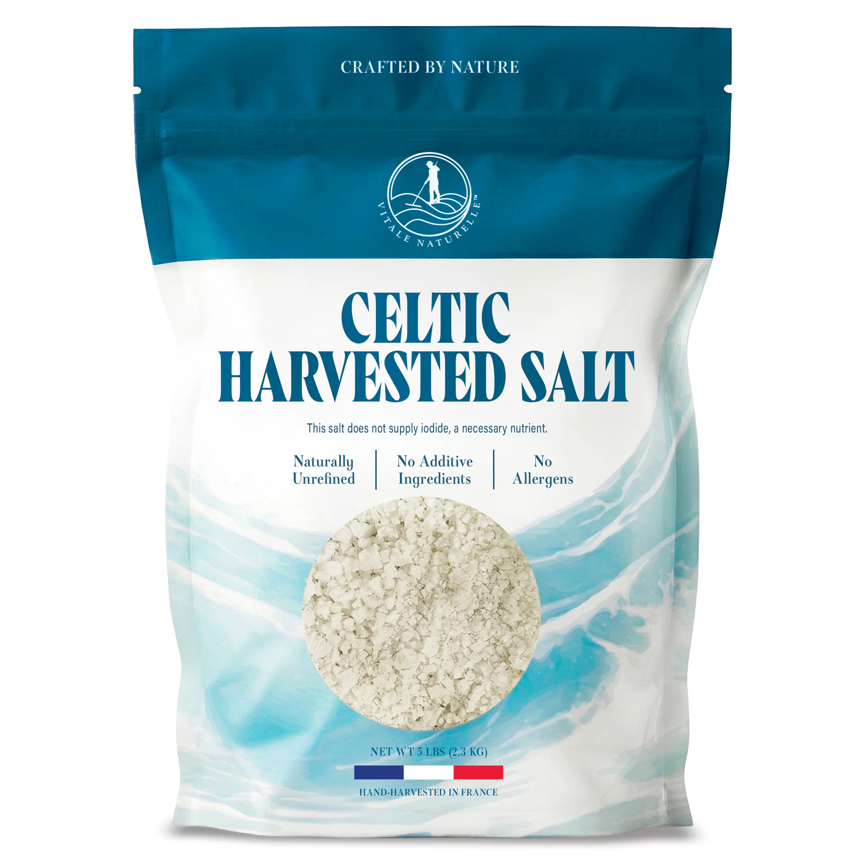 Vitale Naturelle Celtic Sea Salt for Cooking and Spa | Naturally Unrefined | No Additive Ingredients | 25-Lb Bulk Case (5x5-Lb Bags)
