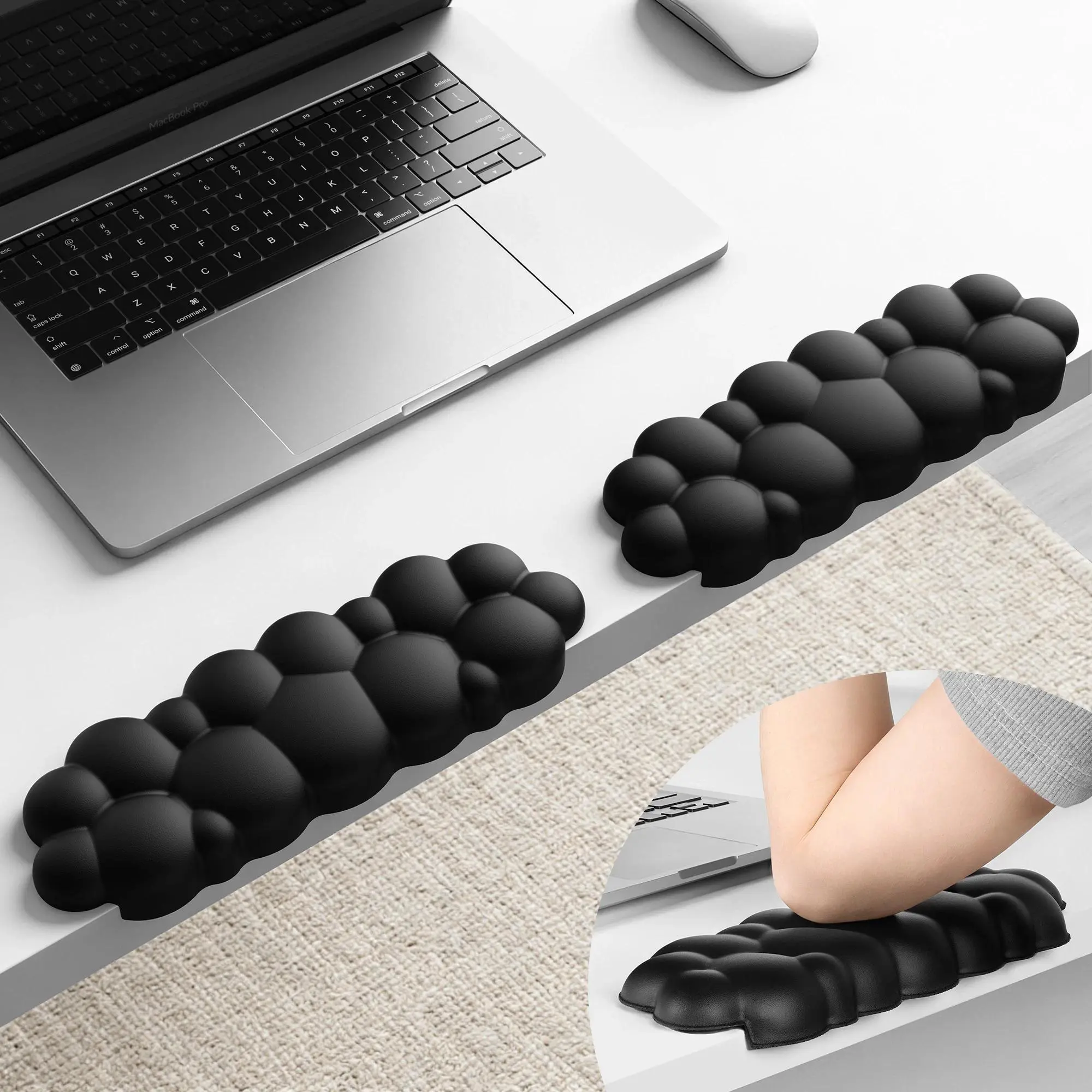 Elbow Pad for Desk, 2-Pack L-Shaped Desk Edge Arm Rest Cloud Wrist Rest, Non-Slip Memory Foam Wrist Pads,  Wrist Support