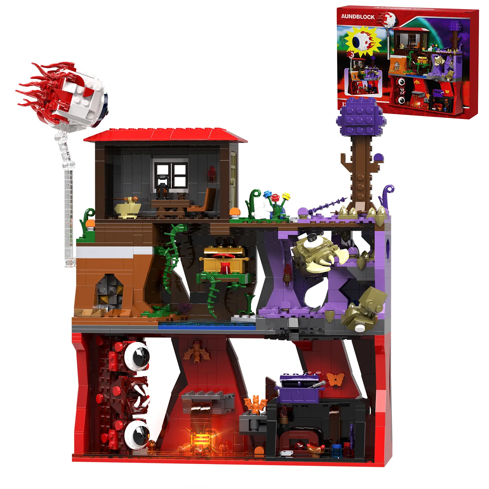 Game Map Scene Building Blocks Set Eye House Wall of Flesh Monsters Adventure Toys Gifts for Adults and Kids(1177 PCS)