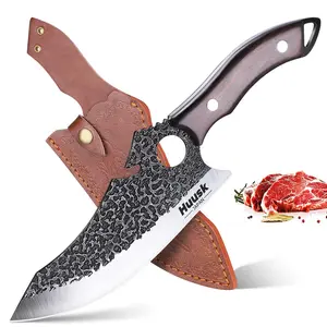 Huusk Japan Knife for Meat Cutting with Full Tang Handle and Sheath - Perfect for Kitchen BBQ Camping Outdoor - Blade, Steel Christmas BlackFriday Gift