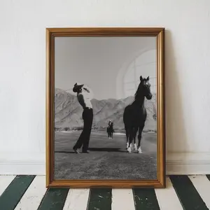 [Sale Off Up To 50%] [Unframe] Vintage Cowboy Golf Poster Wall Art, Retro Black and White Western Golf Photo, Cowboy Golfer Sports Art Print (No Frame)