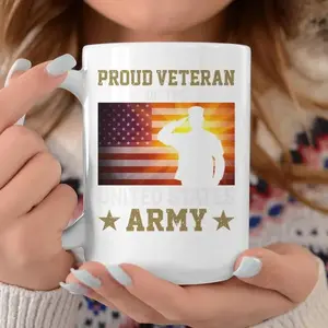 Proud Veteran Of The US Army Mug 11oz 15oz, Army Veteran Coffee Mug, American Flag Mug, Military Dad Gift, Veterans Day Coffee Cup
