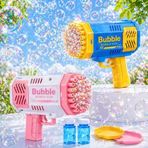 Electric 40 Holes LED Light Up Bubble Gun, Automatic Bubble Blower Machine with 2 Bottles Bubble Solution, Summer Outdoor Party Favors, Birthday Christmas Gift for Boys Girls Ages 3-8