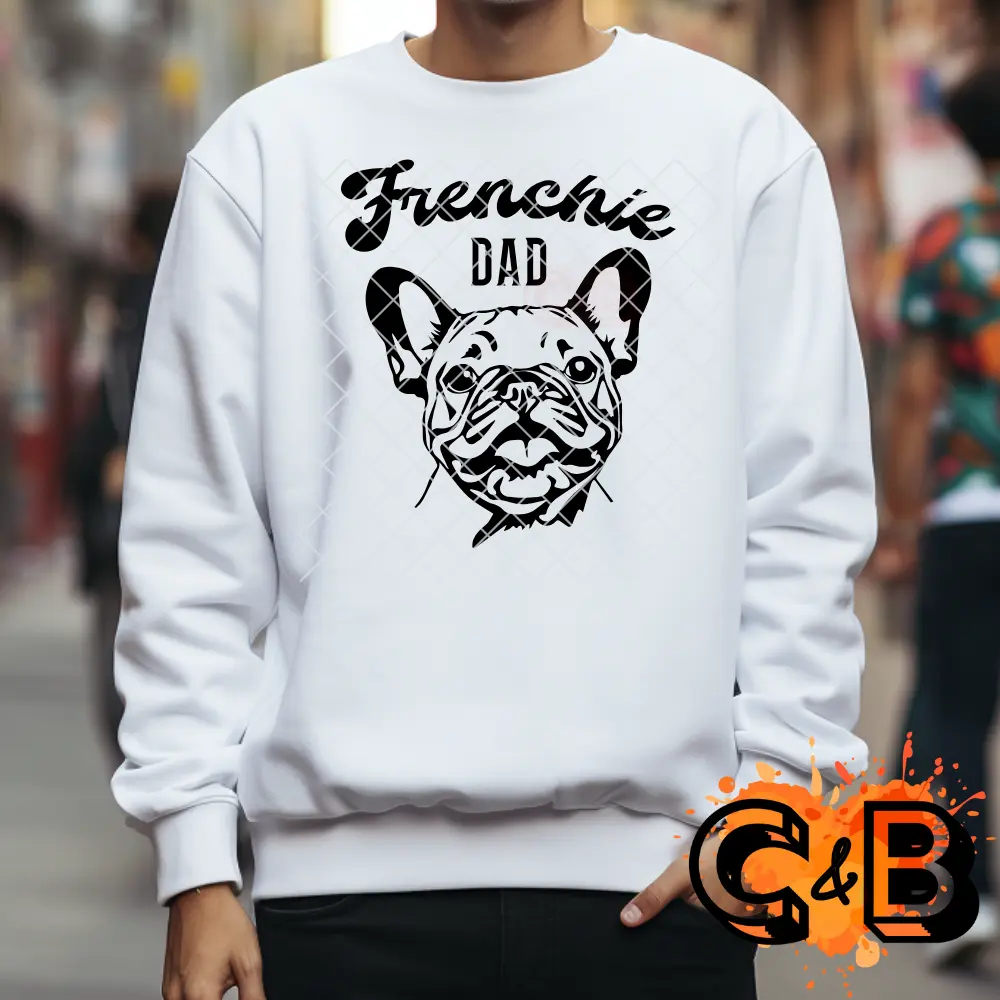 Frenchie dad black stencil T-Shirt apparel tees men  gifts