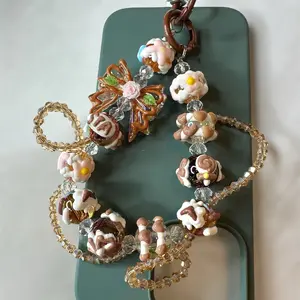 Colorful beaded phone charm/bag charm 5 options (phone case tap  included )