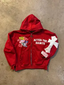 PATCHWORK RED ZIP UP PATCHWORK RED ZIP UP