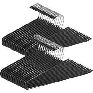 Open Ended Pants Hangers,30-Pack Clothes Hangers Space Saving, Non-Slip Black Metal Hangers, Space Saving Design for Jeans,Slacks,Scarf (Black)
