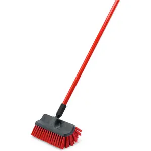 Libman B598704 Steel-Plastic Dual-Surface Scrub Brush & Handle - 532, Pack of 6, Red