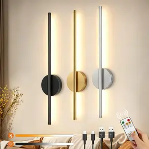 Rechargeable LED Wall Lamp, /gold/silver Color, 4400mah Battery, Remote Control, Three Color Temperature Modes, Home Lighting & Decoration