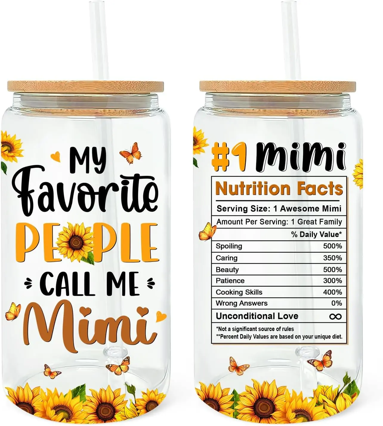 Mimi Gifts from Grandkids, Grandchildren - Best Mimi Ever Cup - Christmas Gifts, Birthday Gift Ideas for Grandma - Mimi Gifts for Mothers Day - 16oz Glass Cup with Straw