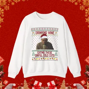 Christmas Tee - Charlie Hunnam Ed Gein Shirt, Monster Quotes Movie, Drinking Wine Eating These Sinful Cold Cuts Sweatshirt - Movie Shirt, Funny Retro, Gift For Him, Her