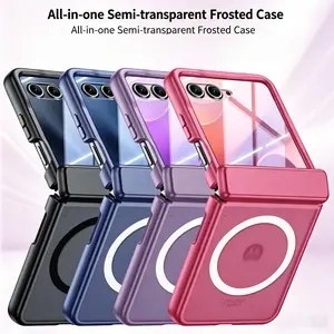 All-in-One Semi-Transparent Frosted MagSafe Case for Motorola Razr 70 60 50 Ultra Pro, Shockproof Hinge Protection Cover #XYYJMSCQJLKBLACK
