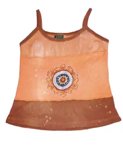 Kathmandu imports Small Orange Peace Mandala Bleach Splatter Tank Top