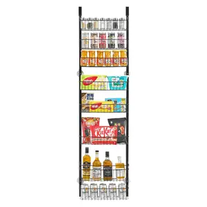 VEVOR Over the Door Pantry Organizer,  8-Tier Pantry Organization and Storage, Heavy-Duty Steel Hanging Spice Rack, Adjustable Wall Seasoning Shelves, for Home Kitchen Laundry Room Bathroom, Black