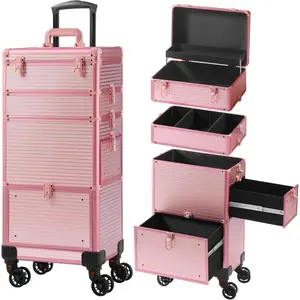 Makeup  Case with Drawer, Rolling Makeup Case,  Case  Wheels, , Travel Makeup Organizers, Profesional  Case for Salon Barber,,,