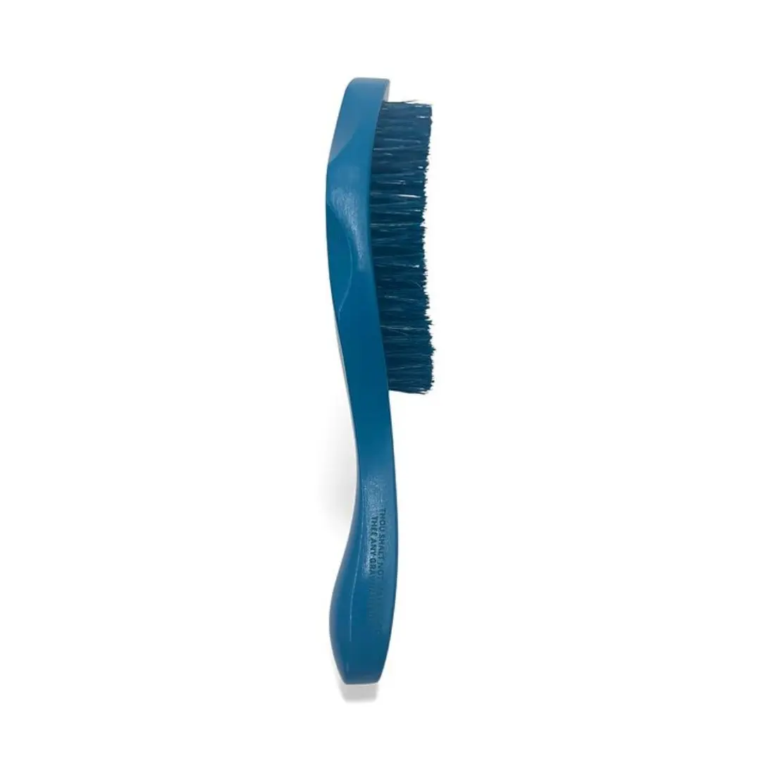 JIGGSAWMILLIONS Blue Medium Wave Brush, Medium  Wave Master Brush Custom Grip, Bristle Hair Brush For Men and Women - Medium Blue Wave Master Blue Bristles