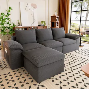 104" Comfy Cloud Couch Convertible Boneless L Shaped Modular Sectional Sofa Double Layer Cloud Cushion and Headrest Black