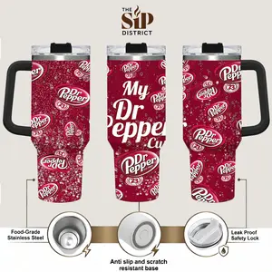 The Sip District.  Dr Pepper Cute Cow Cherry 20oz 40oz Tumbler With Handle – Kawaii Animal Stainless Steel Cup, Red Aesthetic Girly Design, Insulated Iced Coffee Travel Mug, Trendy Drinkware, Gift For Women