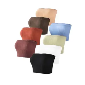 Women's Solid/cat Wireless Tube Top, Casual Comfortable Ribbed Strapless Lingerie Top for Daily Wear, Breathable Women's Lingerie, Womenswear, Everyday Bras Basic bras women Minimalist Multicolor