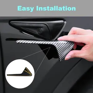 2pcs side turn signal camera covers for all versions of Tesla Model 3/Y/S/X trim tuning with a sleek carbon fiber pattern Car Accessories