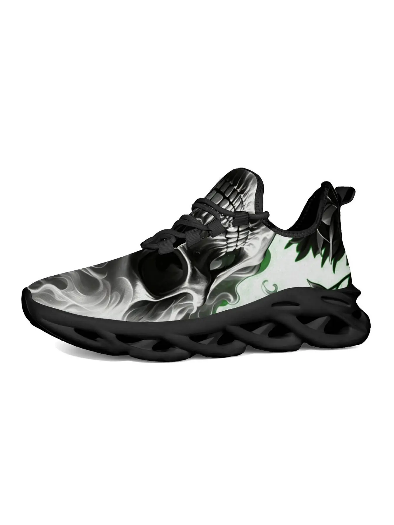 Men's Dark Flame Print Sneakers, Streetwear Fashion, Hollow Out Sole, Vibrant Fire Design, Artistic Style, Perfect for Night Walks and Music Festivals