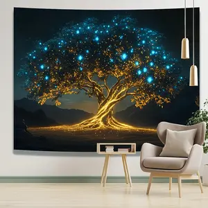 A beautiful Tree of Life background cloth, Tapestry Wall Hanging, Tapestry Wall Mural, suitable for room and living room decoration, outdoor and indoor party decoration, a fun gift.