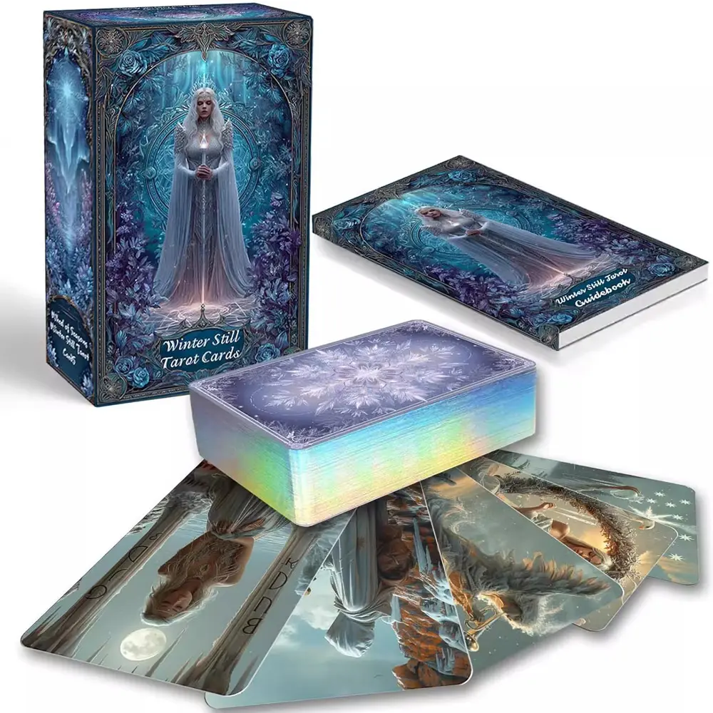 Beginner Tarot Cards Set with Paper Guidebook, Winter Still Tarot Deck, 80 Oracle and Tarot Cards, Gilded Edges, Spiritual Guidance Spreads Card Games, Daily Readings, Premium Quality