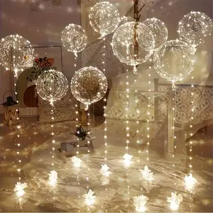 10/20 Pack 20" LED Light Up Balloons – Clear Helium Bobo Glow Balloons with String Lights for Birthday, Wedding, Christmas, Halloween, Valentine's Day Party Decorations