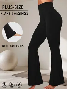 Plus Size Ladies High-Rise Flared Leggings