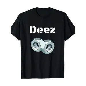 Ootd T Shirt 100% Cotton Funny "Deez Nuts" Graphic T-Shirt, Men's Casual Crew Neck Short Sleeve Tee with Geometric Design Black Streetwear