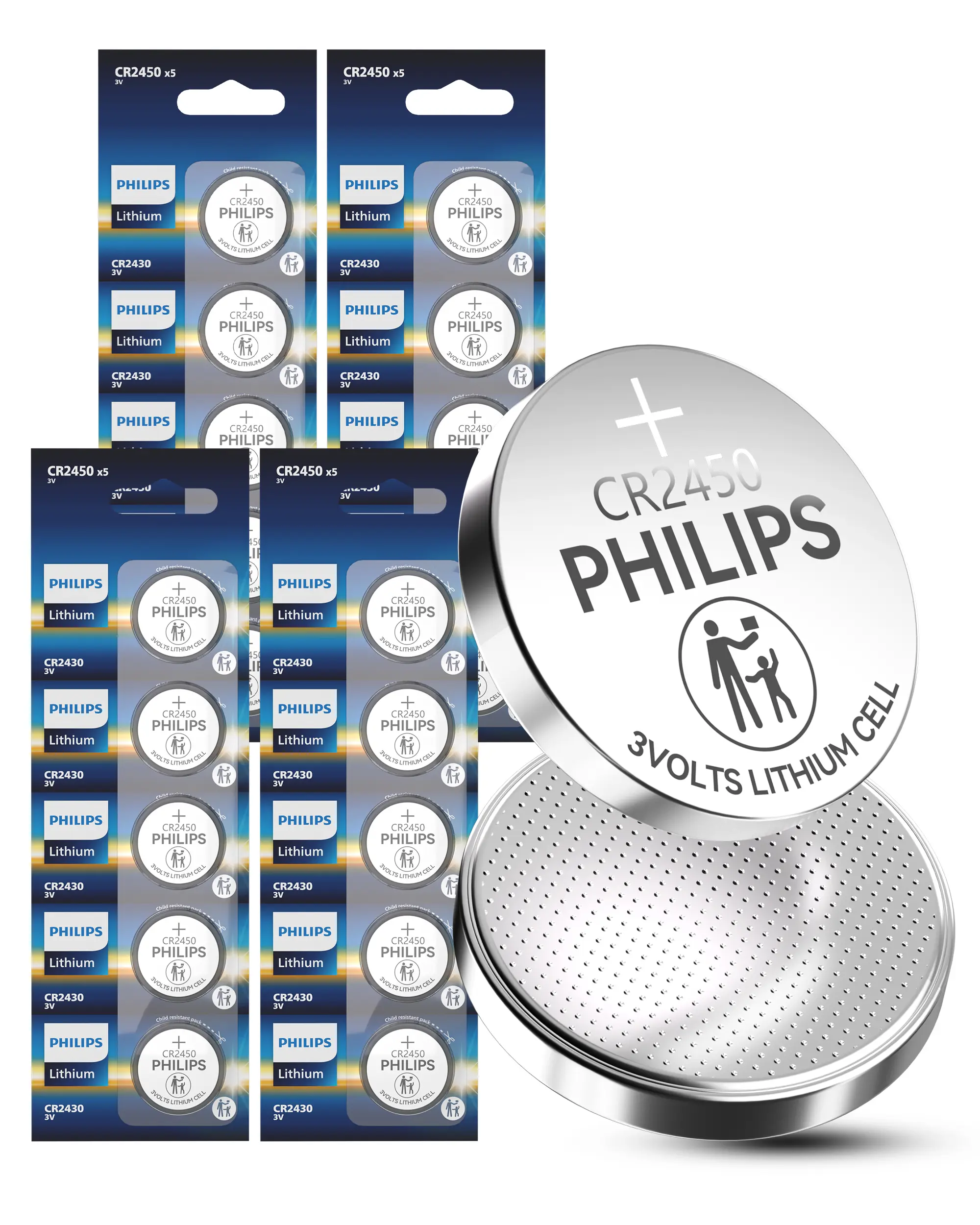 Philips CR2450 3V Lithium Button Battery! 10 Year Shelf Life, Leak Proof, Child Safe—Perfect for Key Fobs & Home Electronics