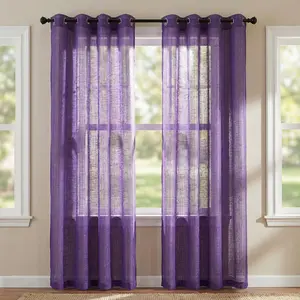Summer Vibes, 52x84 Inch 2pcs Sheer Curtains for Living Room Bedroom Linen Sheer Curtains, Grommet Luxury Black Out Curtains for Windows Apartment L12