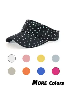1 PC This PC features a hollow-top water-shielding cap. It is a trendy and versatile cap with a flat top, Sun Visor, Rhinestone Studded, Summer Hat, suitable for spring and summer parties, as well as for outdoor hiking trips.