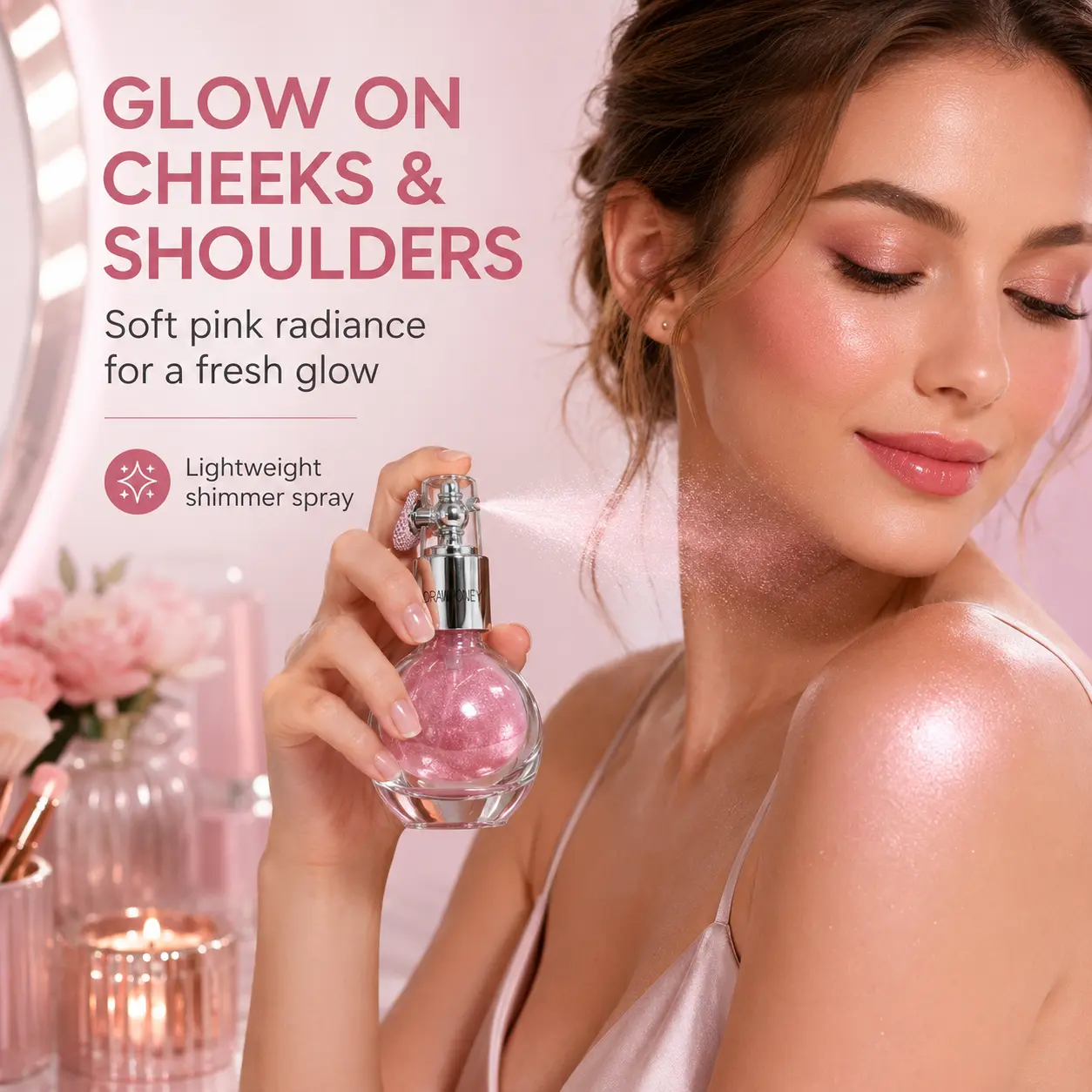 Highlighter Powder Spray,Glitter High Gloss Powder,Shimmer Sparkle Powder Makeup Spray, for Face Body Cosmetic