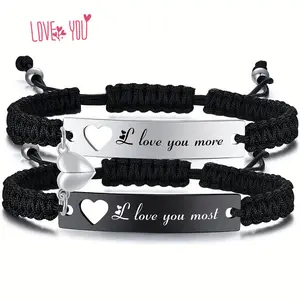 Adjustable Couple Bracelet Set, Heart Rate Bracelet, Fashion Bracelet for Couples, Daily Clothing Decor, Trendy All-match & Exquisite Jewelry for Birthday Love Gift, Heart Charm Bracelet,Valentine’s Day gift.