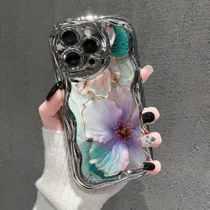 A very creative flower-designed pattern, fully soft TPU material with electroplated cream wave texture phone case, suitable for 17/16/15/14/13/12/11 PRO PROMAX PLUS AIR X XS, an ideal gift for friends and family, DDNYBLK8