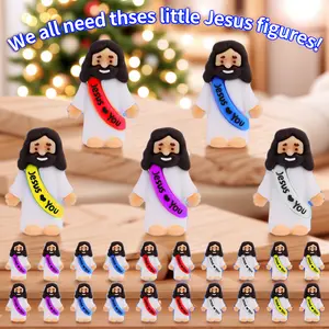 25 Counts Mini Jesus Figurines, Small Multicolor Religious Figures for Hide & Seek, Crafts, Easter Egg and Christmas Stuffers