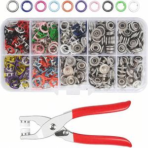 [Dealsforyoudays]200set claw Button Kit,9.5mm Snap Fasteners Kit with Pliers-Suitable for fabrics with a thickness of 1-3 cm,Metal Snaps Kit with Tool,Five Claw Buckle Tool Set,seam-free nail button,hand press snap button,tool snap button,fastener plier